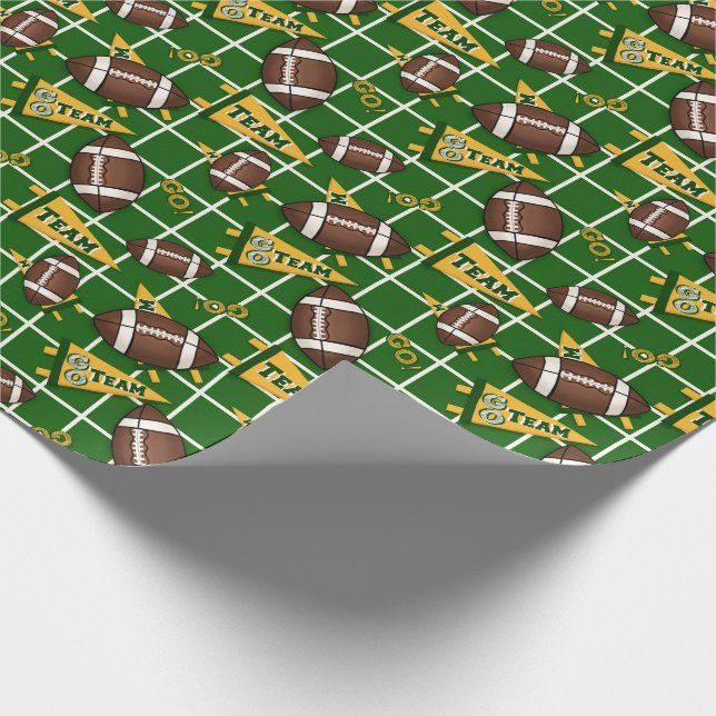 Fußball-Lüfter / Grüne und Goldjungen Geschenkpapier (Ecke)