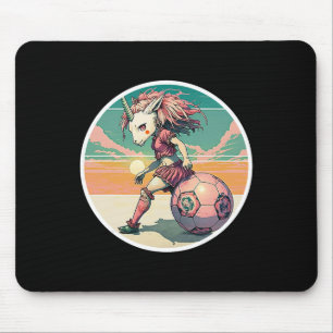 Fußball Mädchen Anime Manga Einhorn Retro Fußball Mousepad