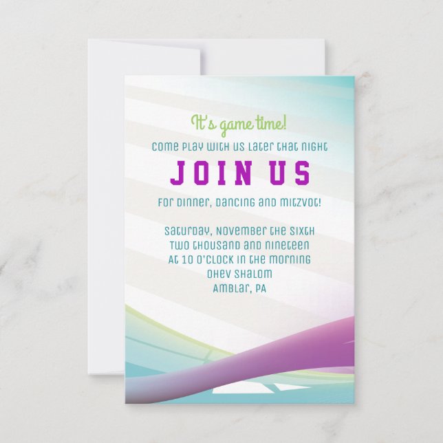 FUSSBALL-MÄDCHEN Bar Mitzvah Einladung (Vorderseite)