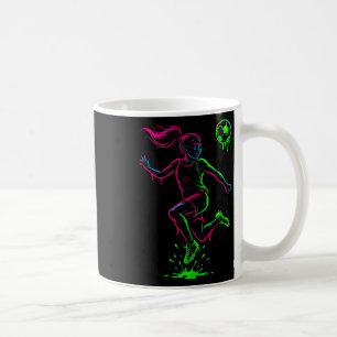 Fußball Mädchen Farbkontur Grafik Für Spieltags-St Kaffeetasse