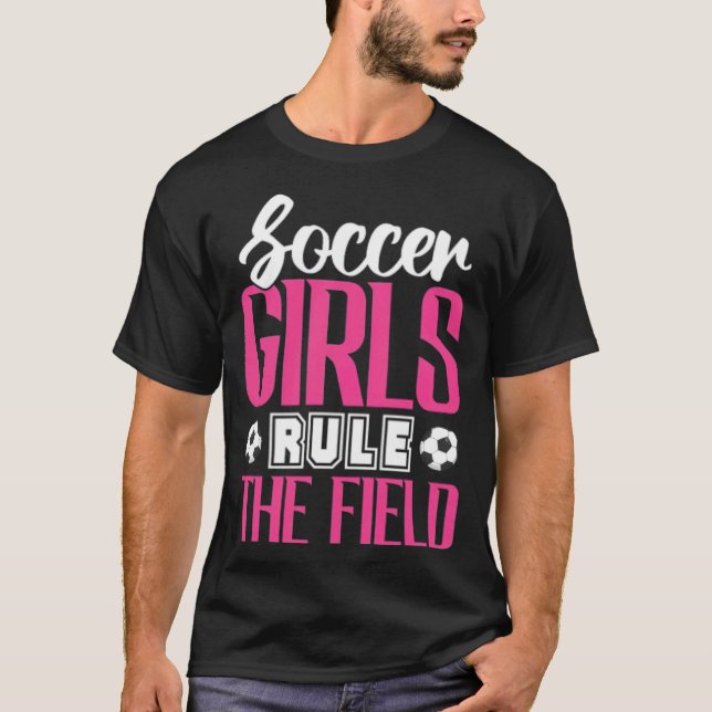 Fußball-Mädchen regieren die Feldmädchenläuferin T-Shirt (Vorderseite)