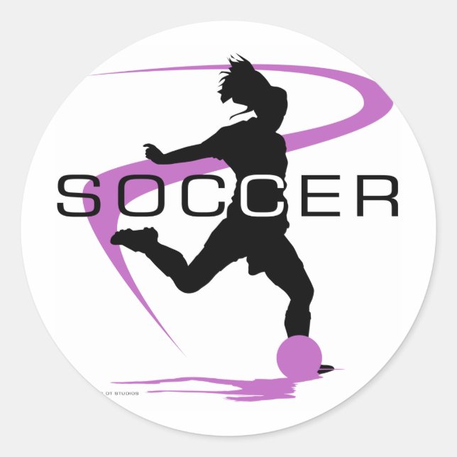 Fußball - Mädchen - Rosa Runder Aufkleber (Vorderseite)