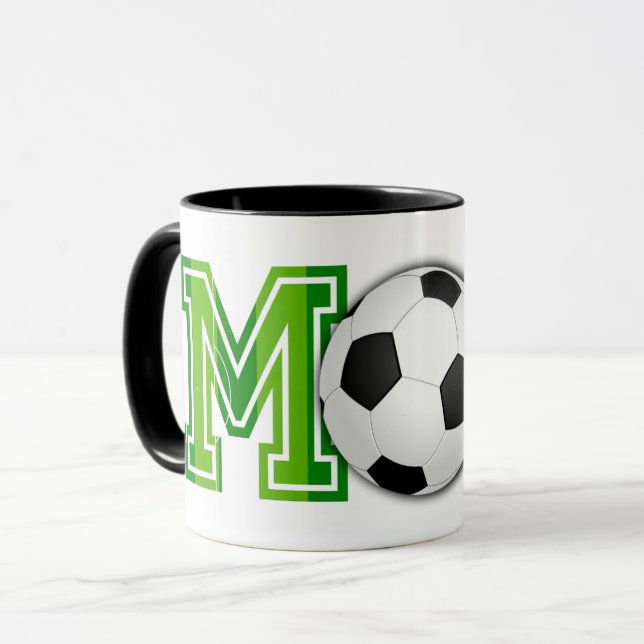 Fußball-Mama Ball und Feldfußball-Pitch Tasse (Vorderseite Links)