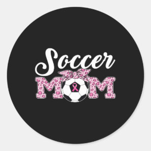 Fußball-Mama Brustkrebs Bewusstsein rosa Band Leo Runder Aufkleber