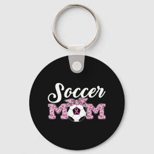 Fußball-Mama Brustkrebs Bewusstsein rosa Band Leo Schlüsselanhänger