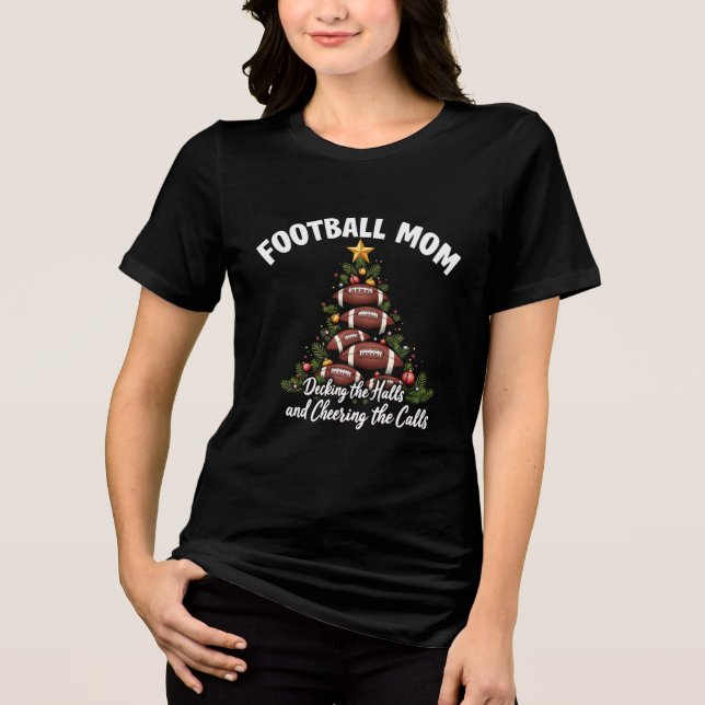 Fußball-Mama, die die Hallen zum Weihnachtsfußball Tri-Blend Shirt (Vorderseite)
