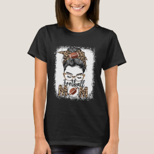 Fußball Mama Game Day Messy Bun Leopard Mutter D T-Shirt