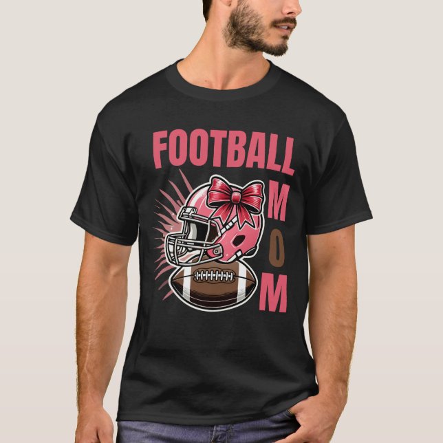 Fußball Mama Game Day - Red Bows & Helmets T-Shirt (Vorderseite)