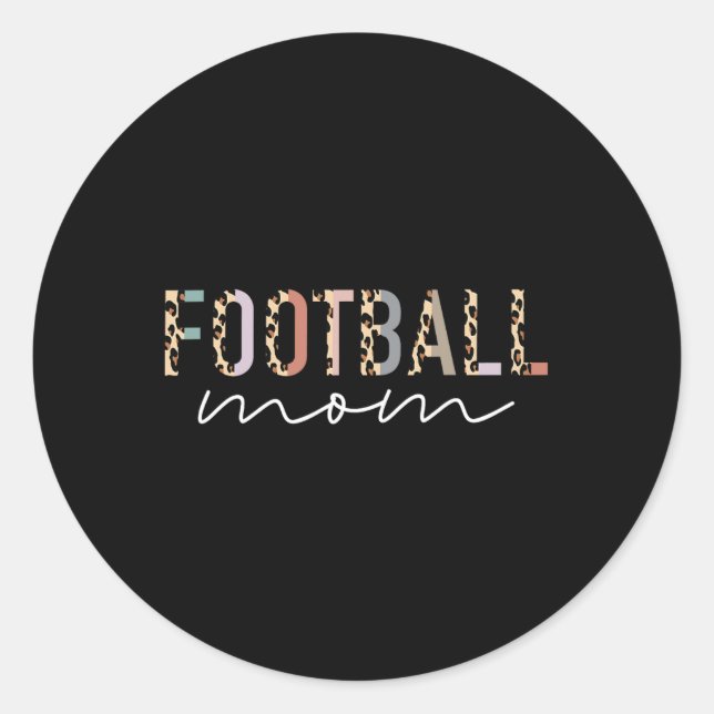 Fußball Mama gibt Leopard Print Football Mama Mot Runder Aufkleber (Vorderseite)
