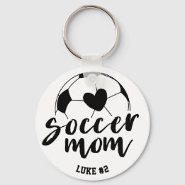 Fußball-Mama-Herz-Ball Personalisierter Name und N Schlüsselanhänger