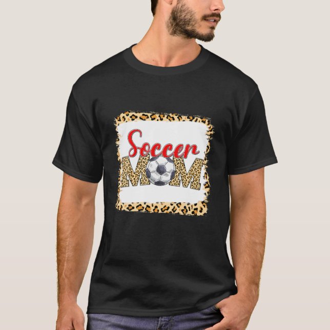 Fußball Mama Leopard Funny Sport Ball Mama Mutter  T-Shirt (Vorderseite)