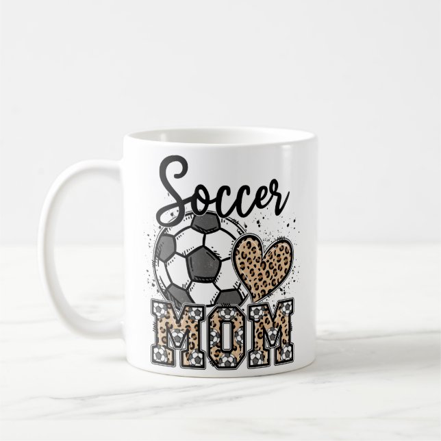 Fußball Mama Leopard Print Soccer Mama Muttertag Kaffeetasse (Links)