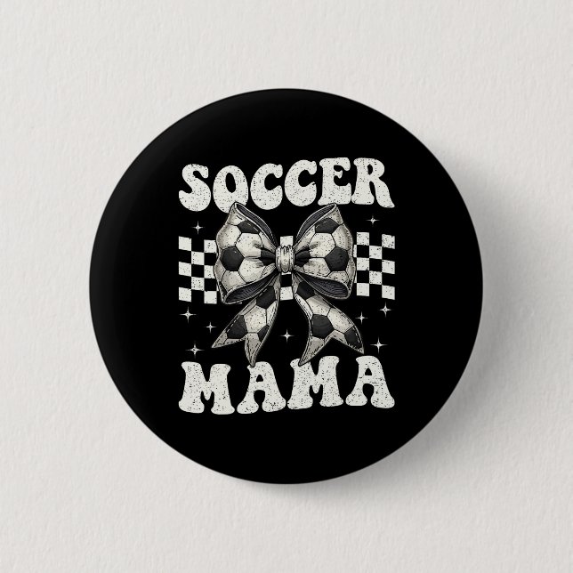 Fußball-Mama Lustige Kokette Schleife Mutter Mutti Button (Vorderseite)