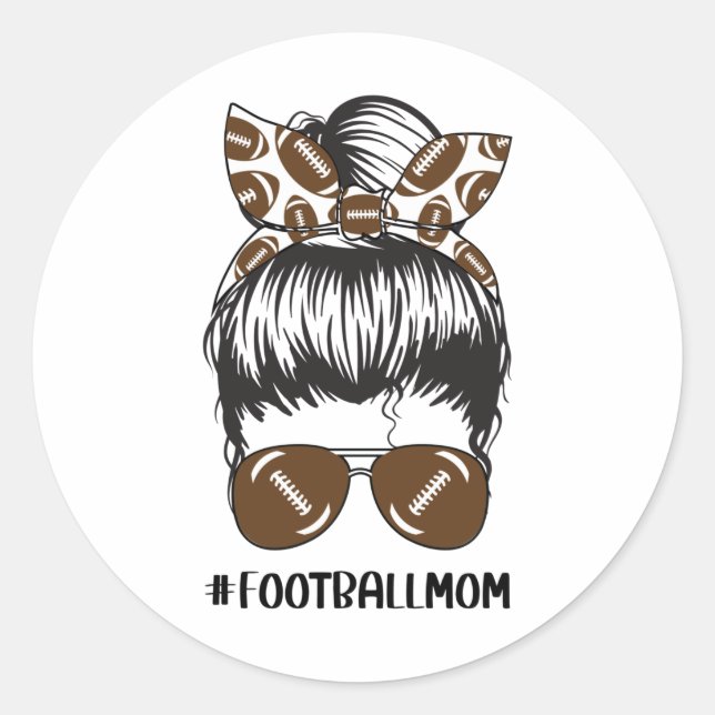 Fußball Mama Messy Bun Haare Sonnenbrille Funny Ma Runder Aufkleber (Vorderseite)
