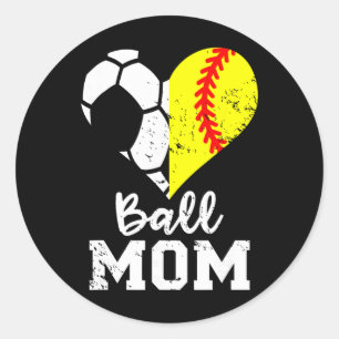 Fußball-Mama mit Herz lustig weich Runder Aufkleber