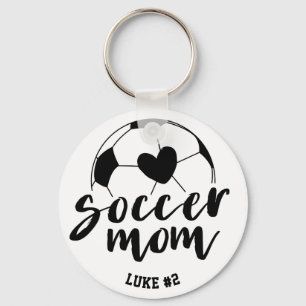 Fußball-Mama Personalisierter Herzschrittname und Schlüsselanhänger