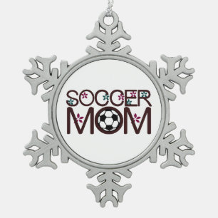 Fußball-Mama Schneeflocken Zinn-Ornament