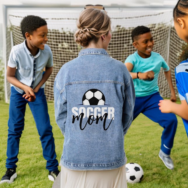 Fußball-Mama Schwarz-Weiß-Fußball Jeansjacke (Von Creator hochgeladen)