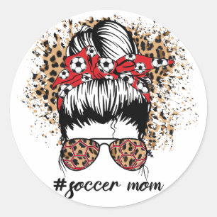 Fußball-Mama und Soccer-Sport Runder Aufkleber