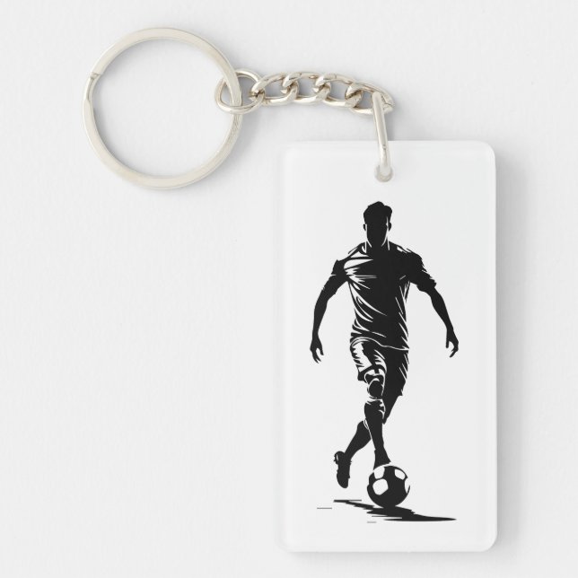 Fußball-Mann mit Ball-Design. Schlüsselanhänger (Vorderseite)
