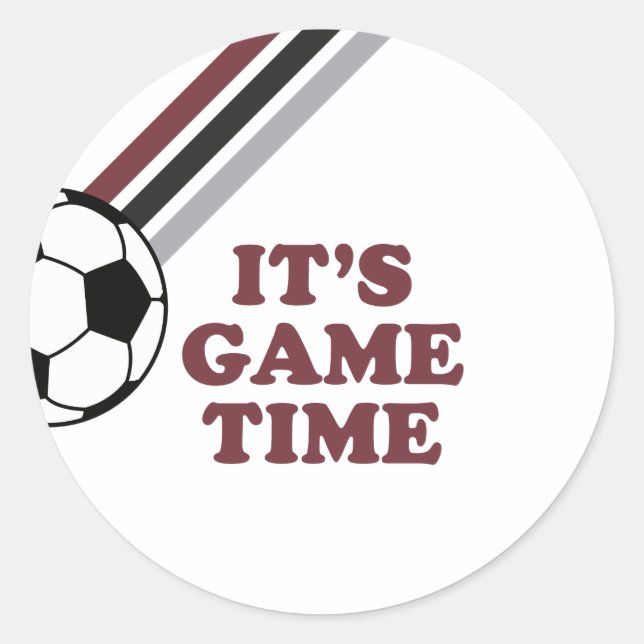 Fußball Maroon Stripes Game Time Birthday Runder Aufkleber (Vorderseite)