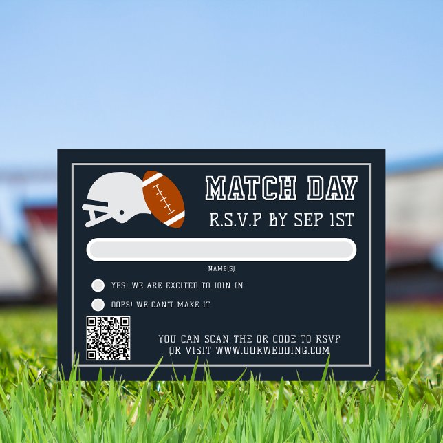 Fußball Match Navy Blue Wedding Game Day RSVP Karte (Von Creator hochgeladen)