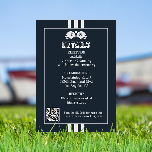 Fußball-Matchsport Hochzeit Details QR-Code Begleitkarte (Von Creator hochgeladen)