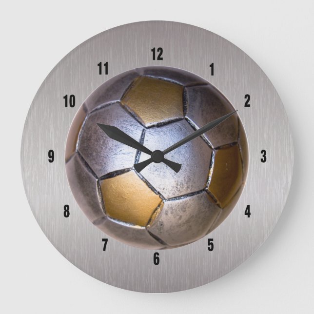 Fußball-Metalldesign Große Wanduhr (Vorderseite)