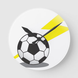 Fußball mit Blitzbolzen Runde Wanduhr