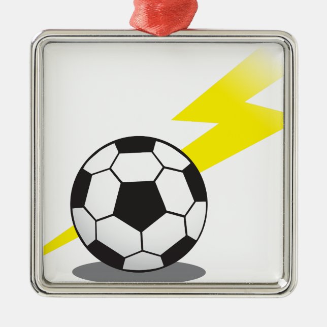 Fußball mit Blitzbolzen Silbernes Ornament (Vorne)