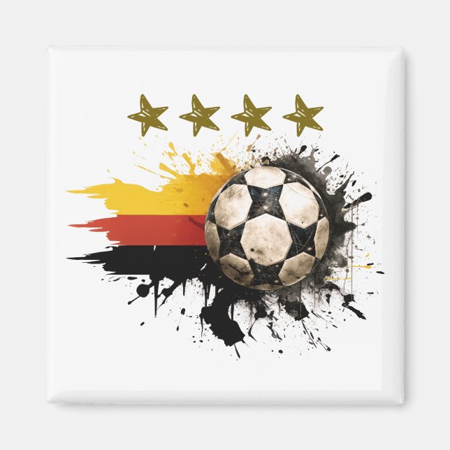 Fußball mit deutscher Flagge und vier goldene Ster Magnet (Vorne)