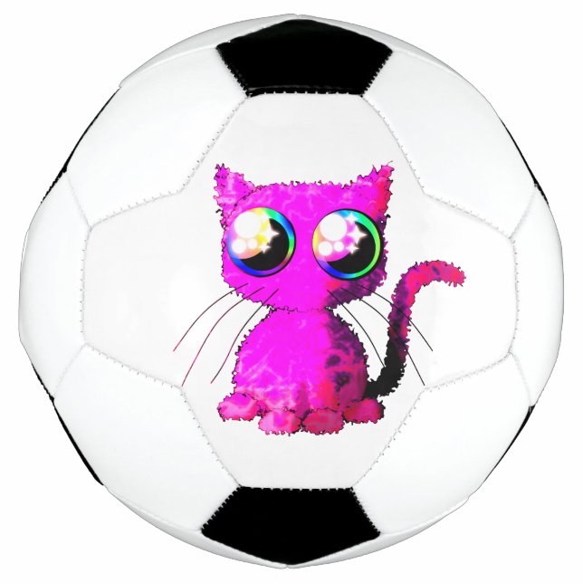 Fußball mit geschmeidig rosa Kawaii-Katze (Vorderseite)