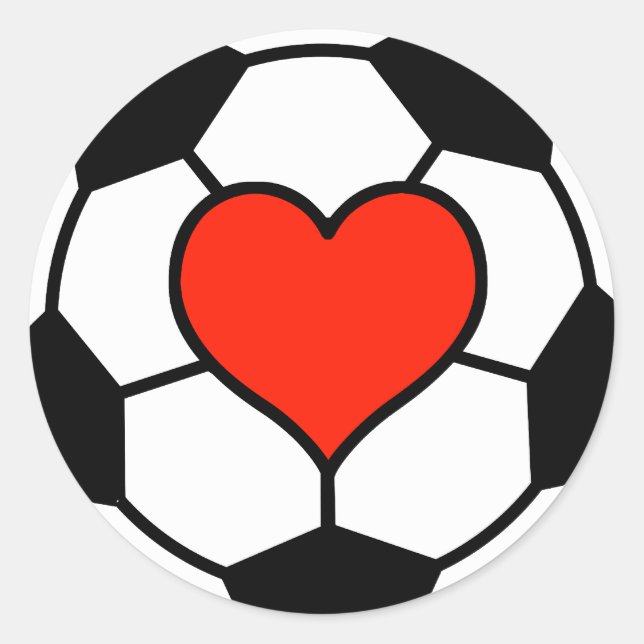 Fußball mit Herz Runder Aufkleber (Vorderseite)