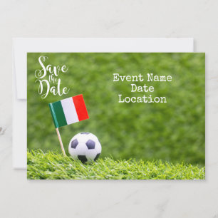 Fußball mit italienischer Flagge Save the Date Einladung