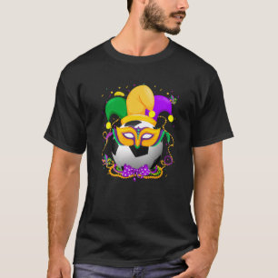Fußball mit Jester Hat Mardi Gras Fat Dienstag T-Shirt