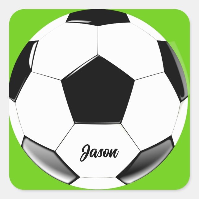 Fußball mit Namen Lime Green Quadratischer Aufkleber (Vorderseite)