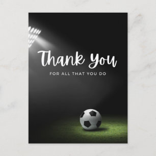 Fußball mit vielen Dank für alles, was Sie tun auf Postkarte