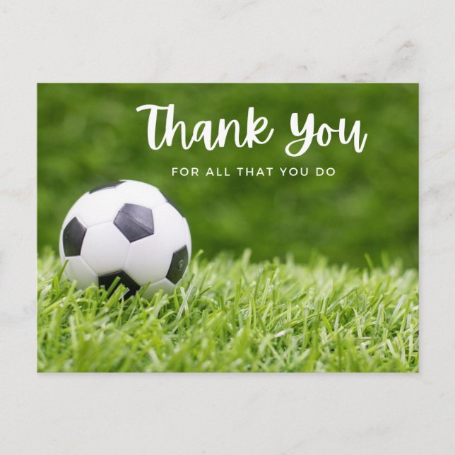 Fußball mit vielen Dank für alles, was Sie tun auf Postkarte (Vorderseite)