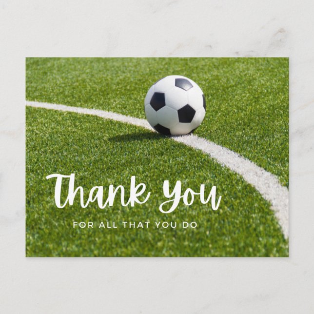 Fußball mit vielen Dank für alles, was Sie tun auf Postkarte (Vorderseite)