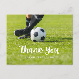 Fußball mit vielen Dank für alles, was Sie tun auf Postkarte