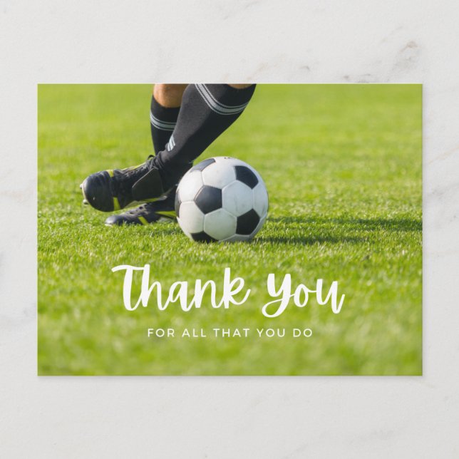 Fußball mit vielen Dank für alles, was Sie tun auf Postkarte (Vorderseite)