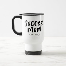 Fußball-Mom trendiger schwarzer Typ personalisiert Reisebecher
