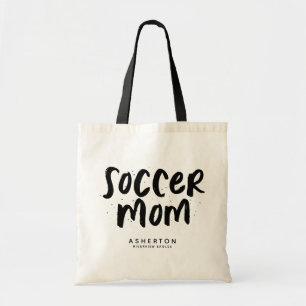 Fußball-Mom trendiger schwarzer Typ personalisiert Tragetasche