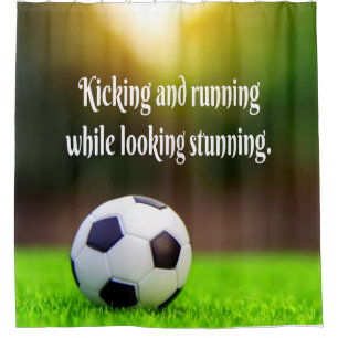 Fußball Motivierend Grünes Feld der Inspiration Duschvorhang