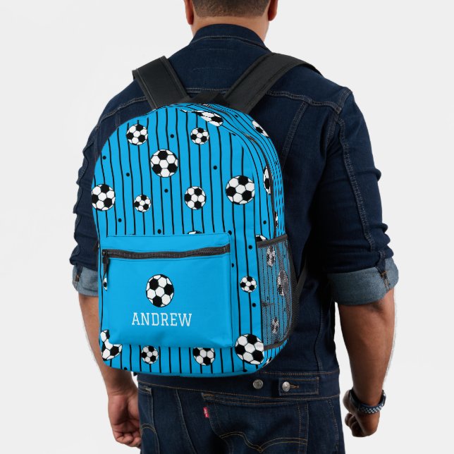 Fußball-Muster Blau Bedruckter Rucksack (Insitu (Modell))