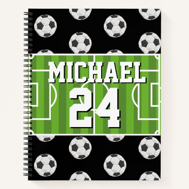 Fußball-Muster Name Jersey Sports Notizbuch (Vorderseite)