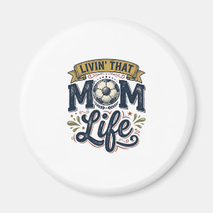 Fußball-Mutter-Leben Vintage-Gravur-Shirt-Design_1 Magnet