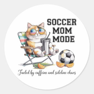 Fußball-Mutter-Modus-Katzen-Aufkleber - Lustiges C Runder Aufkleber
