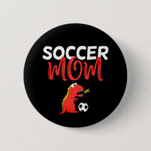 Fußball-Mutter niedlich T-Rex-Dinosaurier Button
