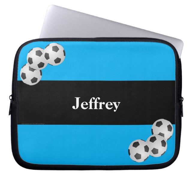 Fußball, Name, Blue & Black Computer Laptopschutzhülle (Vorderseite)